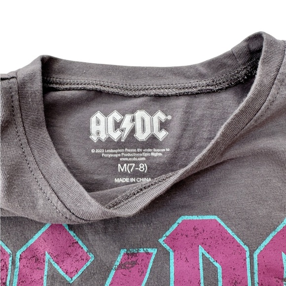 AC/DC Grey Kids Concert Band Short Sleeve Shirt size 7/8 - Picture 4 of 4
